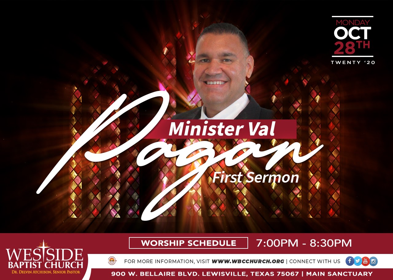 Minister Val Pagan First Sermon at Westside, Lewisville, TX